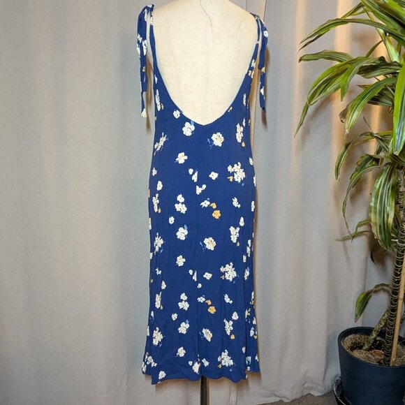 Reformation Midi Floral Jade Dress Blue White Flowers Tie Strap Large - Picture 4 of 9